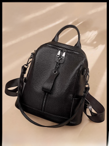 Leather Backpack Women Travel Bag Mommy Bag Double Shoulder Soft Texture Zipper Closure Casual Style Fashionable Design