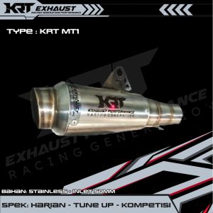 Knalpot Racing Silincer KRT MT1 Original Balap Kompetisi Ninja 250 Vixion R15 Gsx Cbr New Old Facelit k45 Lokal 250rr Satria Sonic Supra Kharisma Jupiter Vega Blade Revo Shogun Nmax Aerox Pcx Vario Beat Mio Spacy Freego Xeon