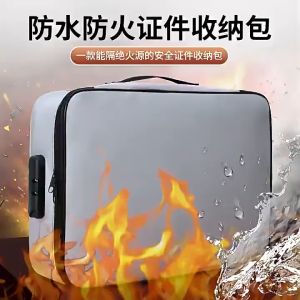 Long Fireproof Document Bag with Lock 3Layer Waterproof Passports Organizer Bag Portable Important File Bag Storage