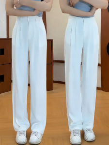 MEITESIJIAONU | White Silky Loose High Waist Drape Trousers