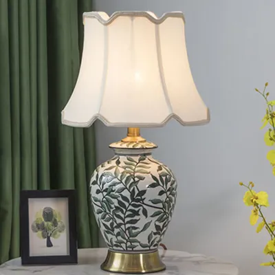 Elegant & Retro Ceramic & Brass Table Lamp