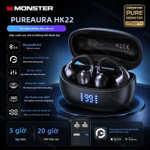Monster | Tai Nghe Bluetooth 6.0 Monster PureAura HK22 TWS 360 ° Tai Nghe Nhét Tai HiFi Stereo Có Ứng Dụng Chỉnh Âm EQ Không Dây Dành Cho Thể Thao