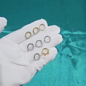 1PC G23 Titanium Moon Septum Clicker Hoop Rings Heart Zircon Nose Ear Tragus Daith Helix Piercings Hexagram Hinged Body Jewelry