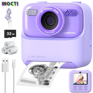 INOCTI Kids Instant Print Camera Toddler Digital Camera HD Dual Lens Selfie for Girls Boys Christmas Birthday Gifts Toys