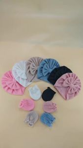 4pcs/set Newborn baby hat with headband gloves socks set Infant Felt Cute Bow Headwraps Baby Gloves Socks 0-6M Beanies