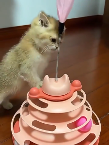 【Mi Pet Lover】4 Level Cat Toys Turntable Roller Balls Toys Interactive Tower / Cat Multi-Tier Ball Track Toy