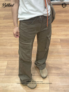 Billbut American Washed Retro Multi Pocket Work Pants Women Street Hot Girl Loose Casual Micro Flared Pants Trendy Cotton 100%