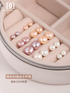 Elegant 999 Pure Silver Freshwater Pearl Stud Earrings for Women Luxury Minimalist Ear Caring Hole Vintage Bone Stud Jewelry