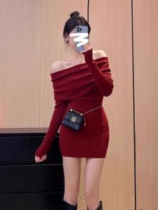 HUOLISI | Red One-Shoulder New Year Dress