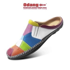 รองเท้าหนังแท้แฮนด์เมด ของแท้ 100% โอแดงชู รหัสสินค้า 401W เปิดส้น สลับสี สี : หลากสี