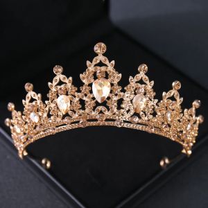 Gold Color Luxury Crystal Wedding Tiaras And Crowns Party Rhinestone Prom Bridal Diadem Crown Tiara For Women Bride Hair Jewelry