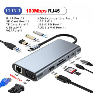Kebidumei | KEBIDUMEI 11 Ports USB C Docking Stations USB C HUB Type C to HDMI Adapter 4K USB 3.0 Splitter Adapter For PC Laptop Macbook
