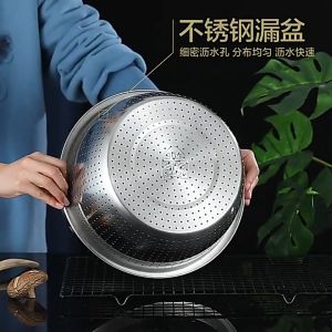 PDM Premium 304 Stainless Steel Vegetable Drain Basket Colander Bowl Strainer 20 22 24 26 28 30 32 34 36 38 40cm
