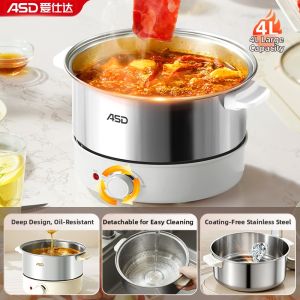 ASD | Household Detachable Electric Hot Pot 4-in-1 Cooking Stainless Steel