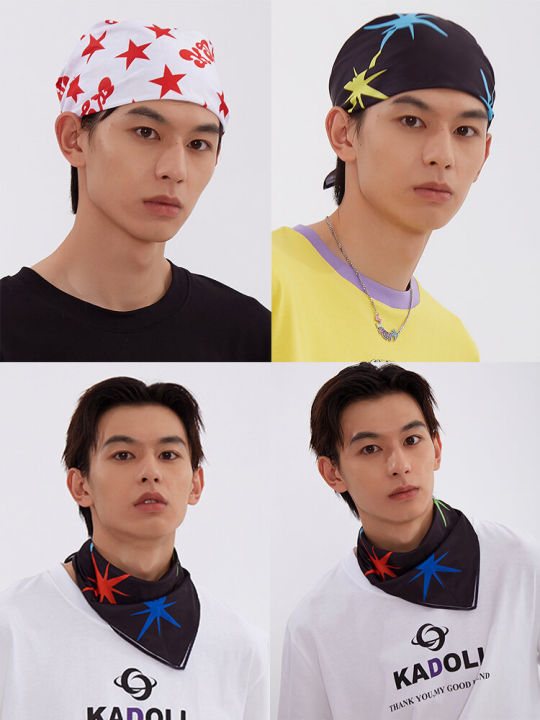 Kadoli Boys Original Design Street Style Square Scarf Casual Print GELBOY Y2K Retro Fashion Polyester Fiber Unisex Scarf