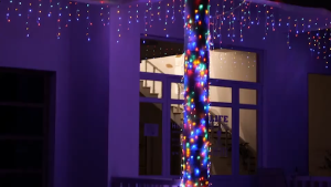 216LEDs Solar Ice Strip Lights Waterproof Outdoor 8 modes lighting LED String Lights for Christmas Garden Street Tavern Decor Fairy Curtain Lights Solar Powered Xmas Decor