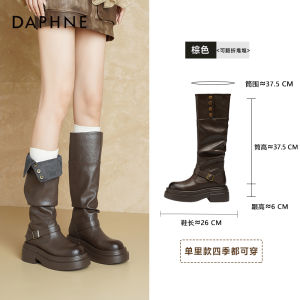 Daphne Womens Long Boots 2025 New Autumn Winter Fleece Lined High Heel Thick Bottom over Knee Boots Casual Style Zipper Closure