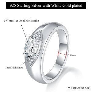 Pretty Beauty Moissanite Ring S925 Silver Marquise Cut East West Setting Black Blue Eye Statement Ring for Women Luxury Jewelry