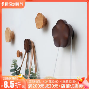 Solid Wood Wall Mounted Coat Hook Entrance Hallway Door Hanging Clothes Rack Creative Hat And Coat Hook Sticky Hook