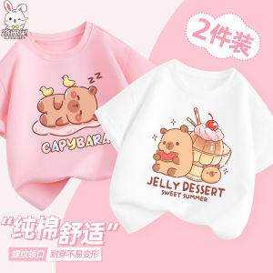 Áo Thun Cotton Tay Ngắn Mùa Hè Cho Bé Gái Áo Thun Cotton Nguyên Chất Thường Ngày Áo Thun Trẻ Em Áo Thun Cho Bé Gái