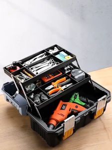 Dofia Heavy-Duty 3-Tier Metal-Locked Portable Toolbox for Home Improvement and DIY