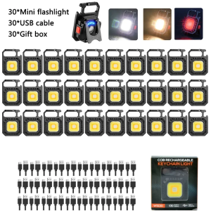 ESMARTER | Mini Portable LED Flashlight Keyring Rechargeable Multi Light Source Outdoor Lamp with Magnet Bottle Opener for Camping