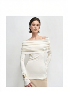 Luxurious and Elegant One-shoulder T-shirt Modal Cashmere