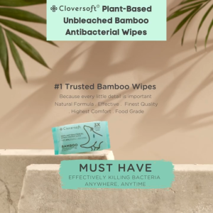 Cloversoft Plant-Based Unbleached Bamboo Antibacterial Organic Wet Wipes Wet Tissue 8 Sheets