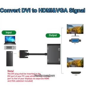 1080P DVI to VGA HDMI Splitter Converter Dual Display DVI to HDMI VGA Converter Splitter for PC Laptop Monitor Projector TV