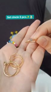 KAHASIL JEWELRY Cincin Titanium Wanita Anti Karat Luntur Couple Fashion Korea 5Pcs