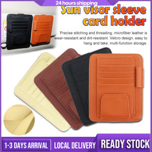 Car Sun Visor Organizer PU Leather Multi Function Pocket Organizer Card Storage Glasses Pen Holder Auto Interior Accessories