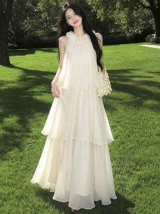PEIZIXUAN | Summer Elegant French White Spaghetti Strap Maxi Dress