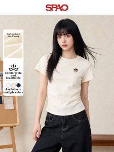 spao | Bear Decorated Regular Shoulder Short Sleeve Womens Summer T-Shirt