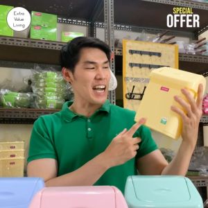 YOSHIKAWA Tempat Sampah Mini Tutup Swing Tong Sampah Mini Plastik