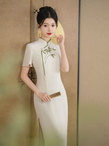 New Chinese Style Fashionable Commuter National Wind Dress Young Version High Quality White Women Summer Short Sleeve Cheongsam