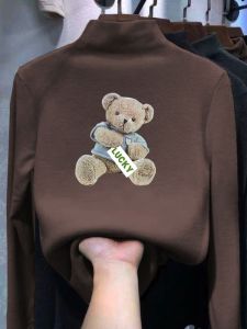 Boys and Girls De Velvet Half Turtleneck Bottoming Shirt Autumn Clothes Winter plus Velvet Warm Clothing Long Sleeves T-shirt the Big Kids Top Clothes