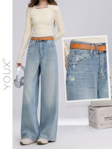 YOUXIANG | Quần Jeans Đùi Rộng Phong Cách Cao Cổ Có Thêu Sequin