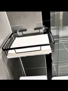 Black Bathroom Toilet Paper Holder Large Size No Drilling Required Aluminum Alloy Bathroom Hardware Storage Box Toilet Roll Rack