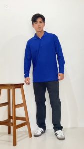 Kaos kerah polos Panjang Biru benhur - Kaos Kerah polos lengan panjang Biru benhur - Kaos Kerah Polos Panjang - kaos kerah pria - kaos kerah lengan panjang biru