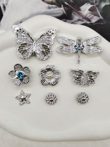 8PCS Rhinestone Butterfly Dragonfly Shoe Charms Decorations Silvery Star Bee Shoe Buckle DIY Accessories Flower Clogs Shoe Clip