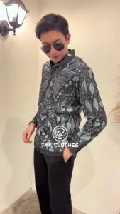 KEMEJA BATIK PRIA MOTIF MULYO HITAM TRENDI MEWAH ZHE OFFICIAL