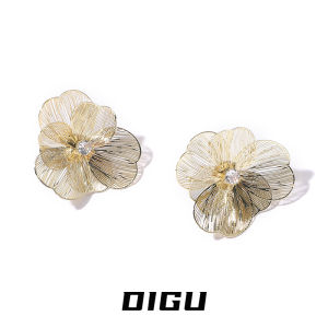 Digu Exquisite Refined Grace Cut Out Metal Large Flower Earrings Accessible Luxury Fancy Flower Flower Stud Earrings Unique Special-Interest Earrings