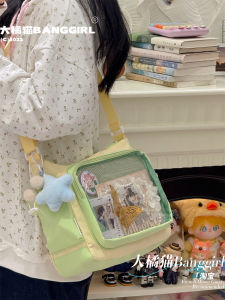 Large Capacity Messenger Bag Womens Transparent Bajie Single Shoulder Crossbody Bag Casual Soft Oxford Cloth Purse for Teens