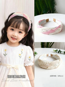 Childrens Princess Style Hairband Wide Lace Edge Non-Tightening Headband Girls Hair Accessory Student Hair Clip