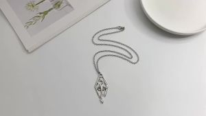 Bandai | Akaviri Dragon Prismatic Pendants Vintage Gothic Silver Pterosaurs Necklace for Men Game Cosplay Jewelry Accessory