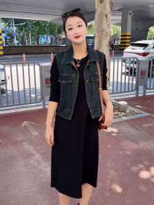Fashionable All-Match Nostalgic Denim Vest Womens Spring & Fall New Arrival Loose Western Style Youthful-Looking Mom Vest Jacket Outwear