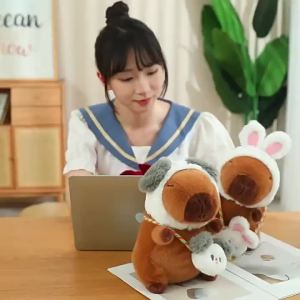 25/35/50cm sáng tạo Kawaii biến đổi capybara búp bê vải nhung ếch thỏ Khủng Long Chó động vật biến đổi Squeaky Satchel quà tặng bé gái
