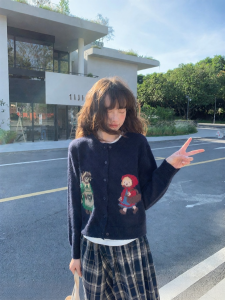 NIHAOKANONG | Áo Cardigan Len Jacquard Dễ Thương Mềm Mại Đa Năng