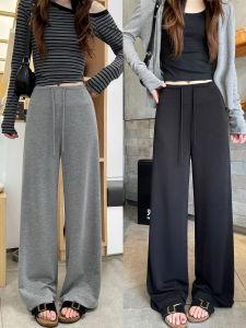 Black High Waist Wide Leg Pants Womens Casual Straight Yoga Sports Trousers Spring Autumn New Style Slimming Effect