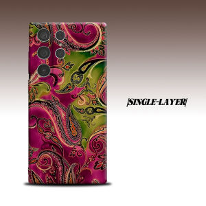 pink green paisley For Samsung Galaxy S26 S25 S24 A56 A36 Dual Layer Luxury Fashion Full Lens Protective Case